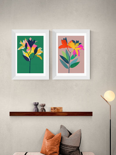 East End Prints Set of 2 Green Lily Wall Art Prints by Garima Dahwan