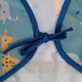 Ziggle Baby Coverall Feeding Bib Blue Giraffe Elephant (British brand)