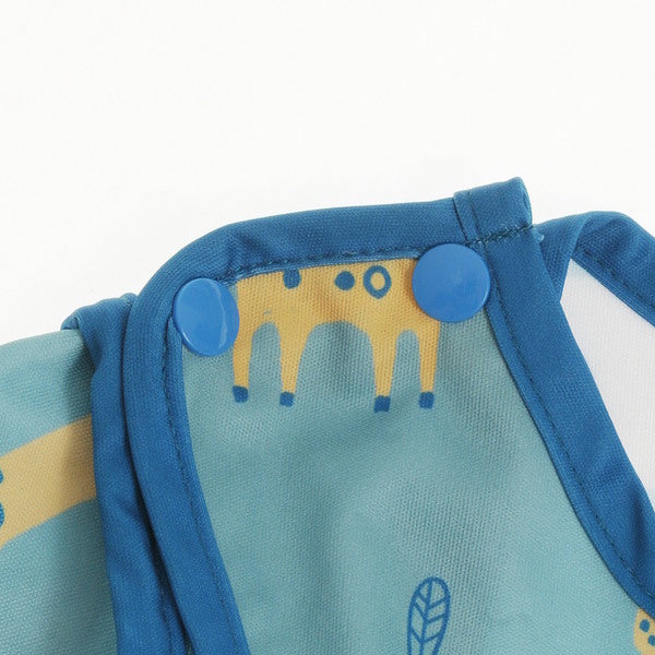 Ziggle Baby Coverall Feeding Bib Blue Giraffe Elephant (British brand)