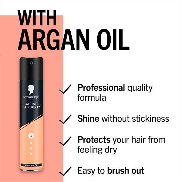Schwarzkopf caring hairspray 250ml (British brand)