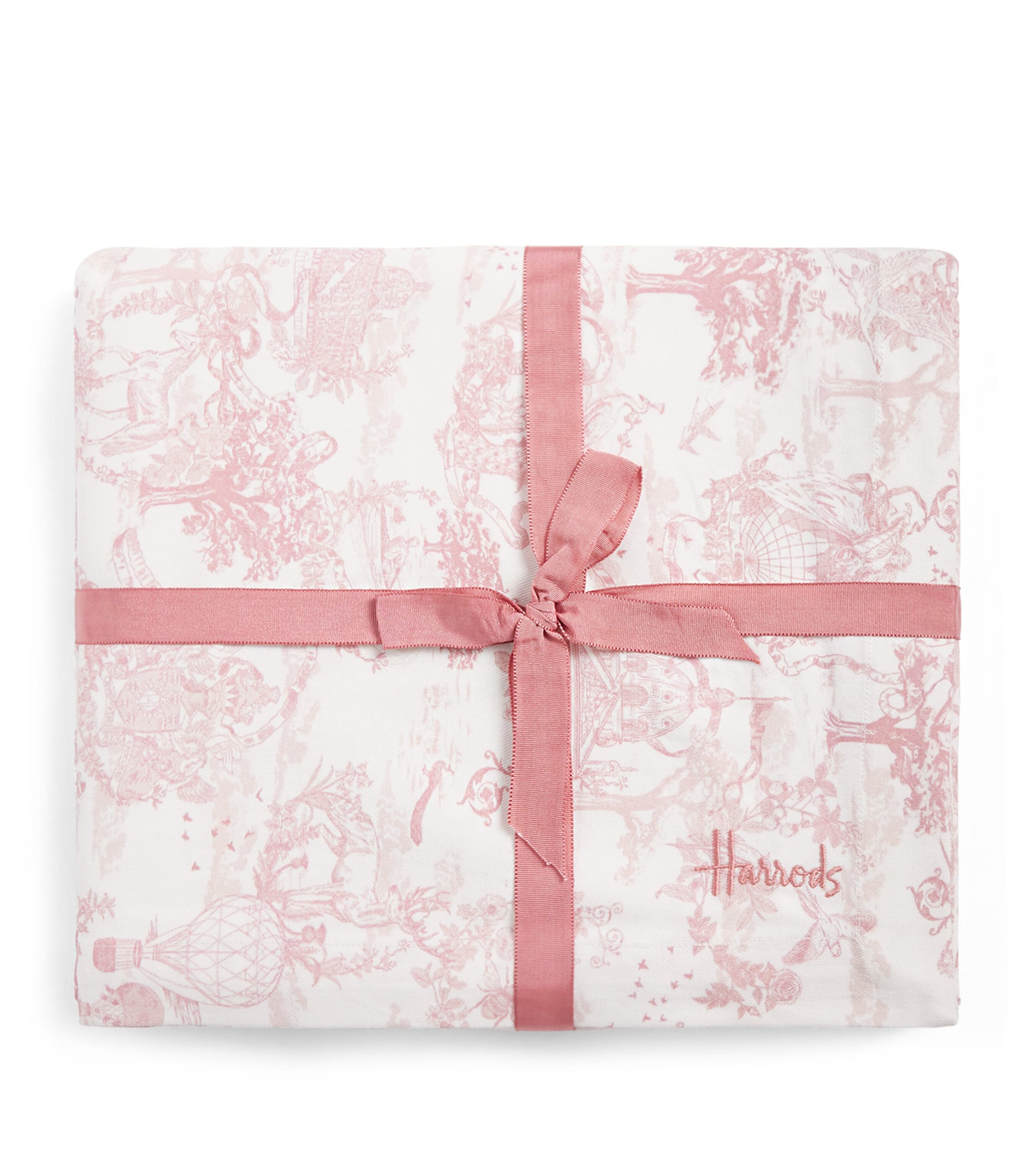 Harrods Cotton Embroidered Toile de Jouy Tablecloth (160cm x 240cm)