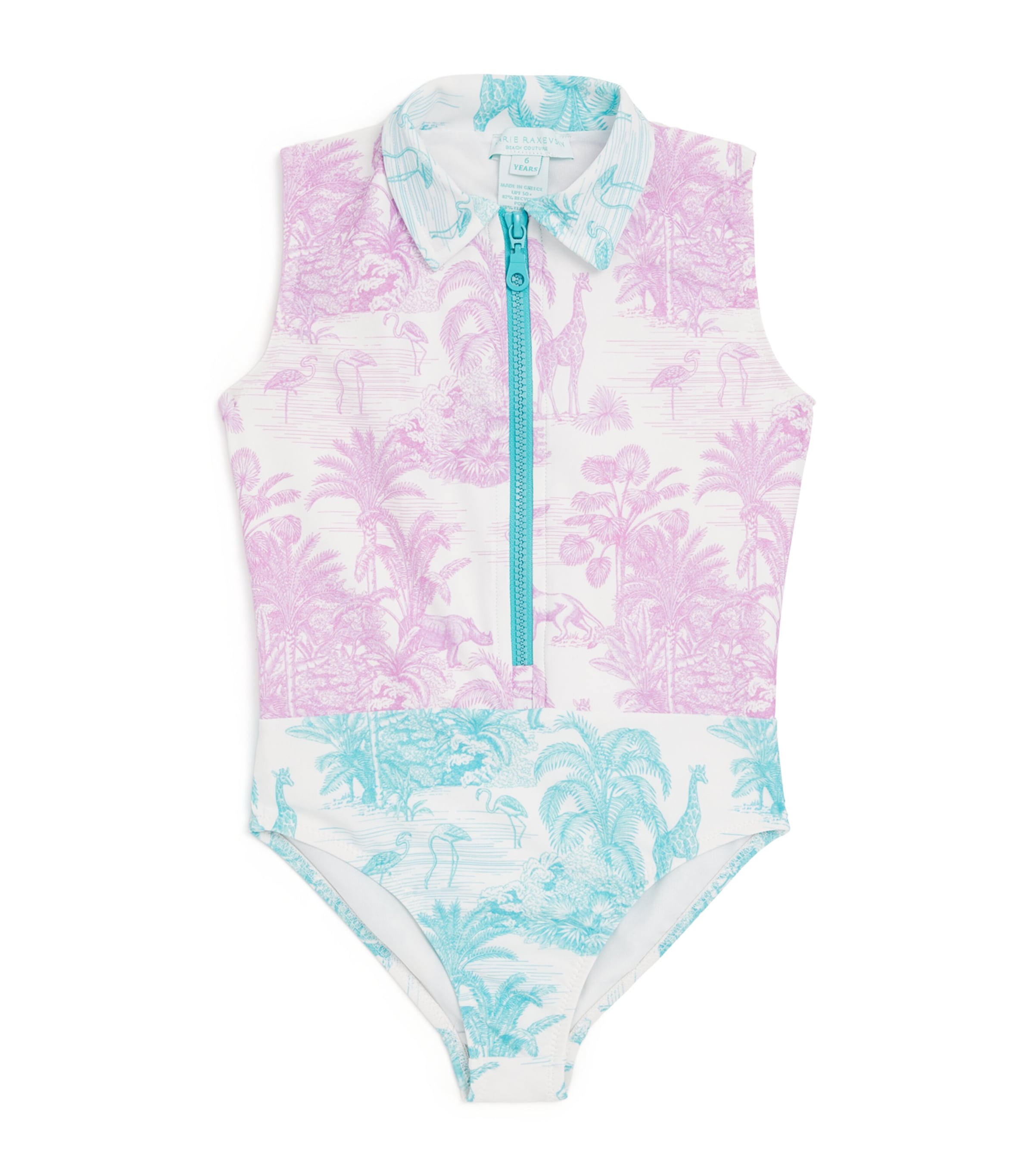 Marie Raxevsky children's printed collared swimsuit 2-12 years, imported from the UK