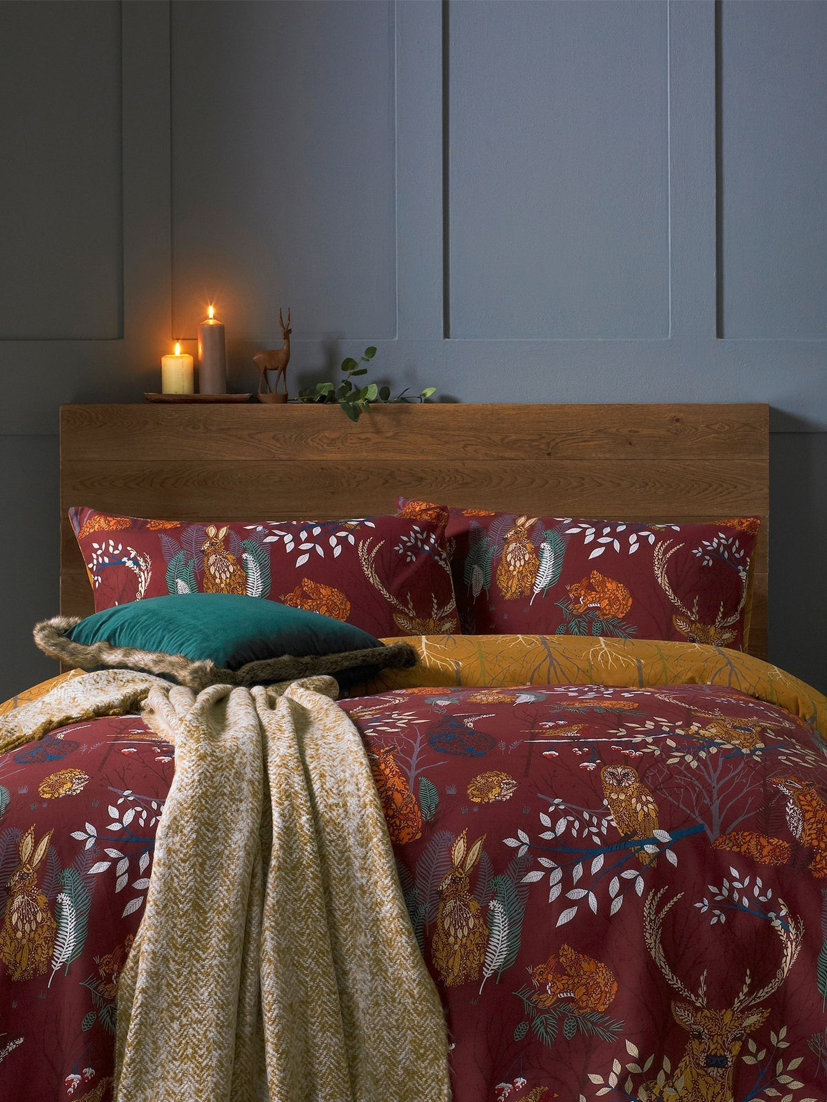Furn Forest Fauna printed woodland reversible duvet cover set - British product
