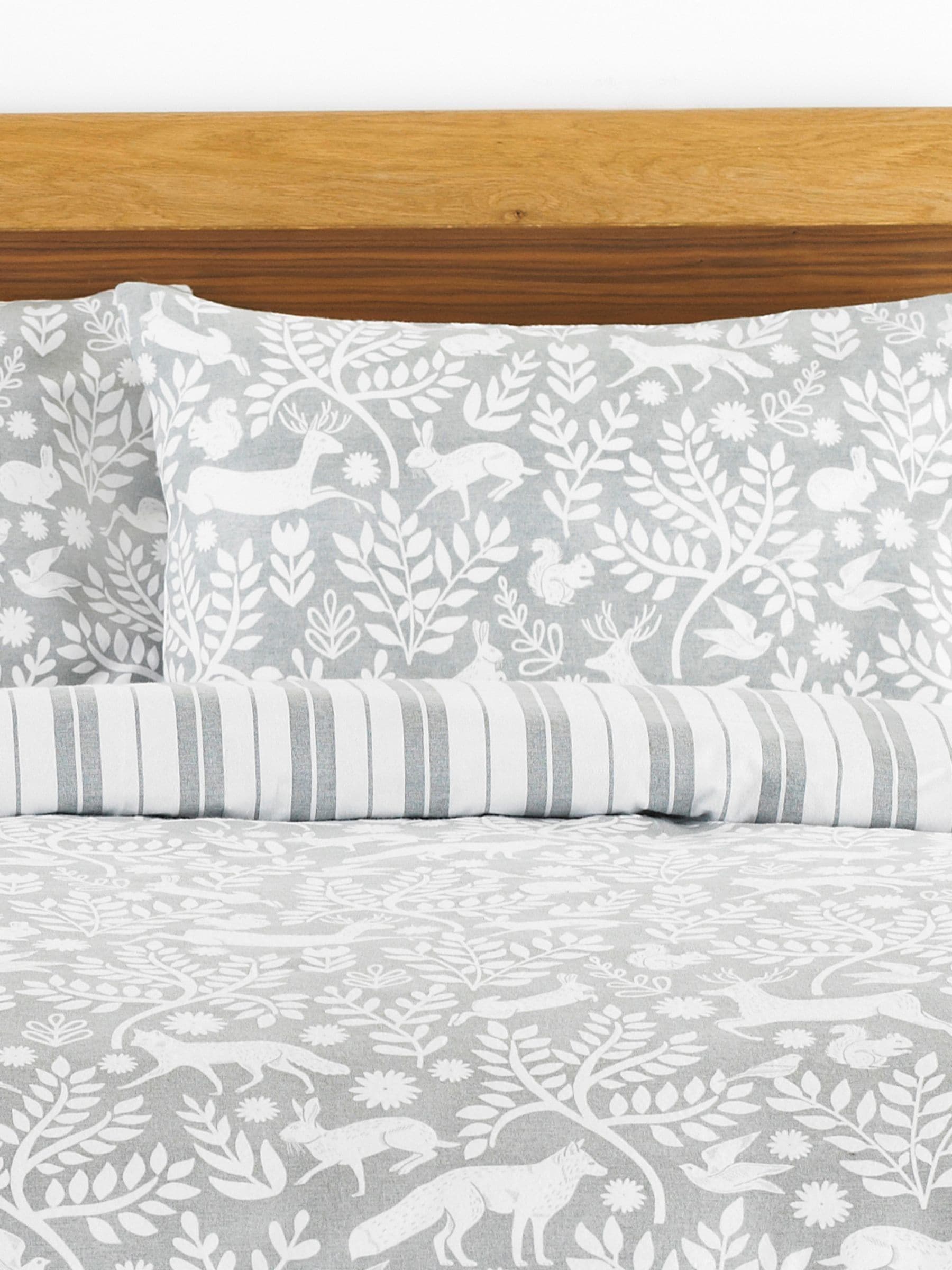 Grey Christmas Scandi Woodland duvet cover and pillowcase set - British product