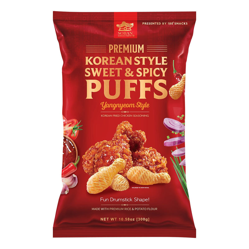 Soban Sweet & Spicy Korean puffs 300g, imported from the UK