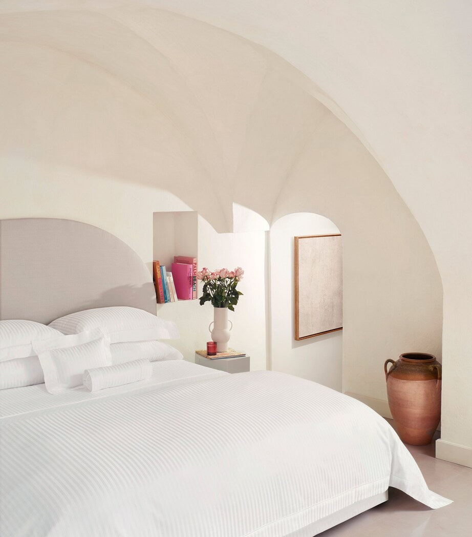 Pratesi striped sateen jacquard king duvet cover 230cm x 220cm, imported from the UK