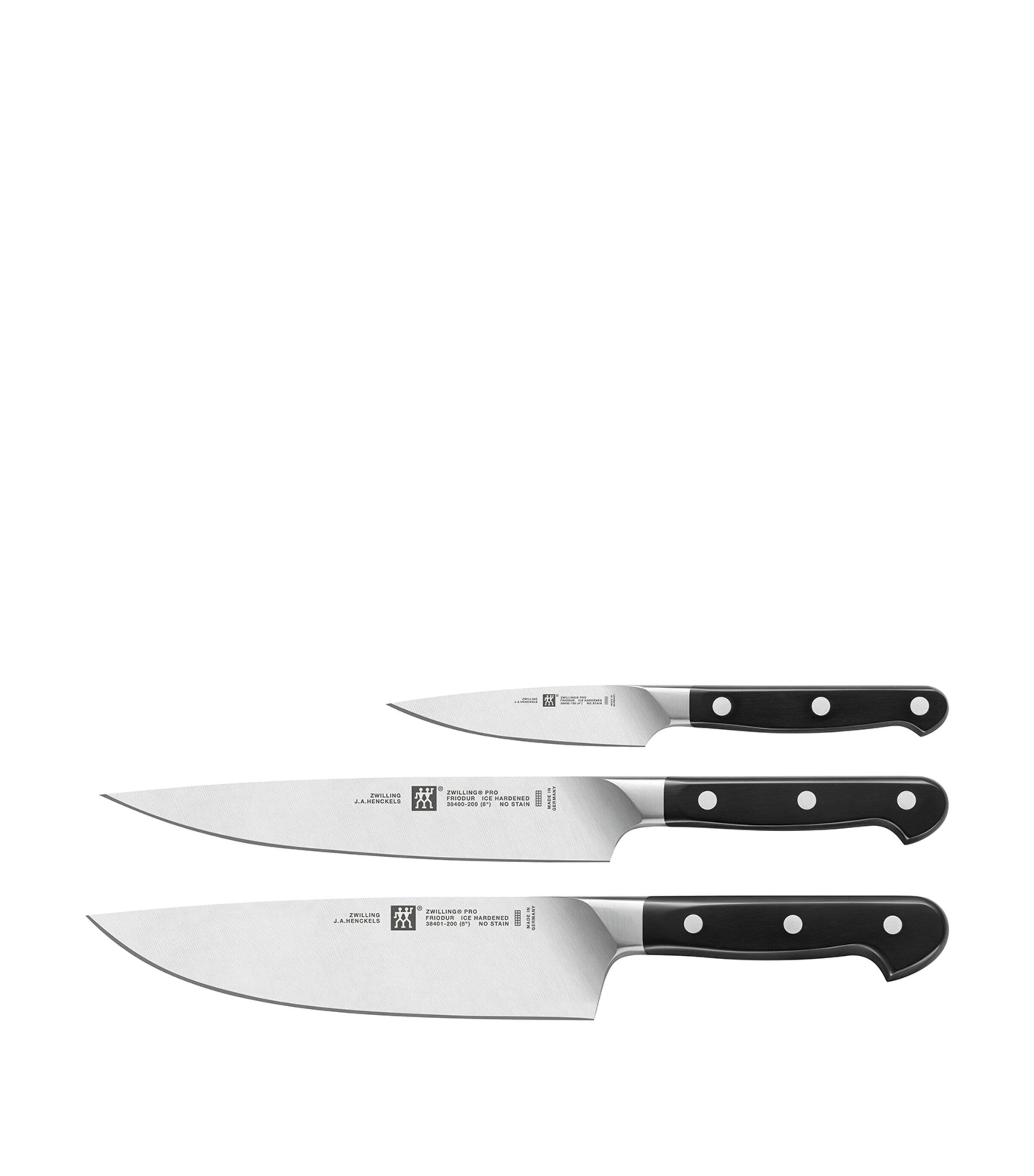 Zwilling Pro stainless steel 3-piece knife set (British brand)