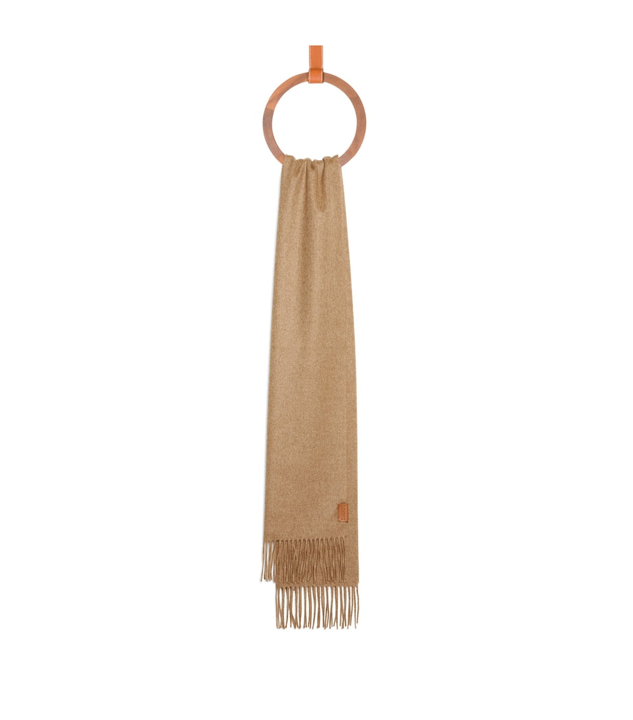 LOEWE Cashmere Scarf in neutral hue with fringed hems, UK version