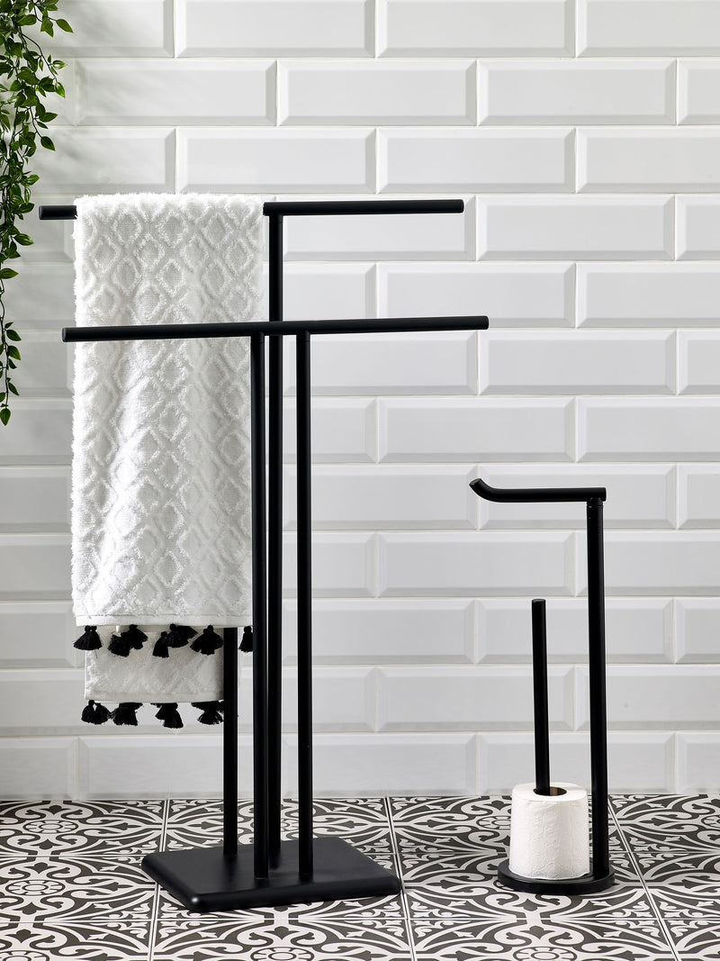 Black Double Freestanding Towel Rail