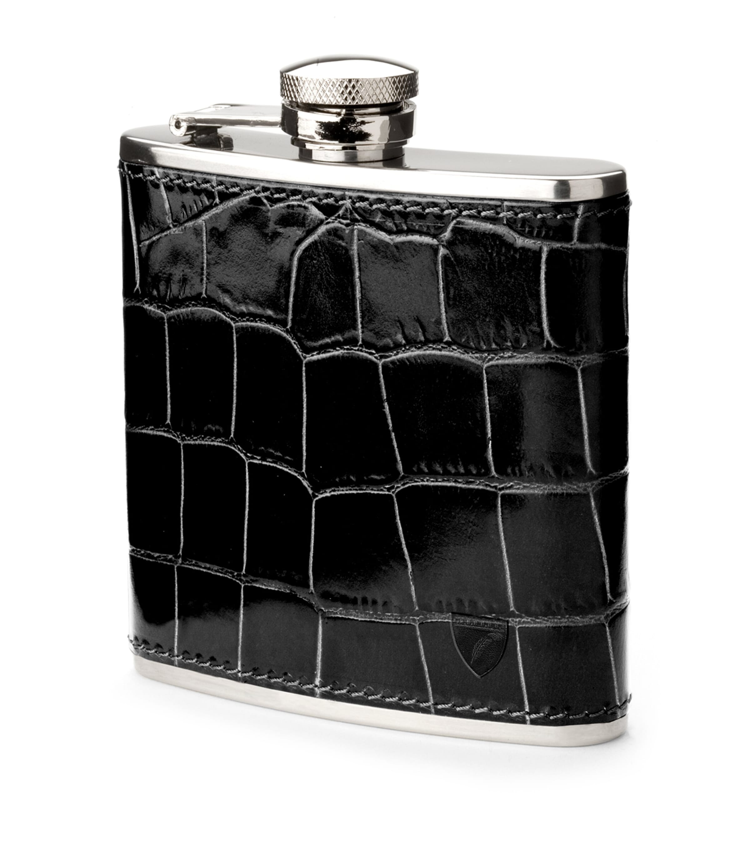 Aspinal Of London Croc-Embossed Leather Flask