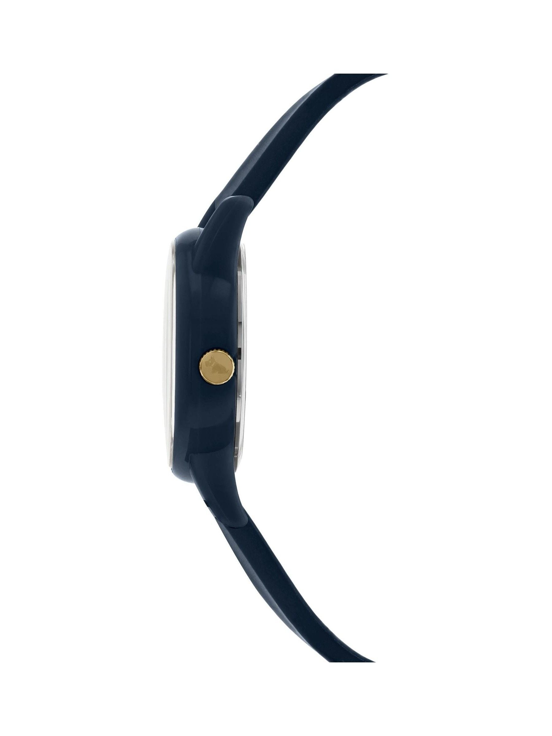 Radley Navy silicone strap floral dog dial watch, imported from the UK