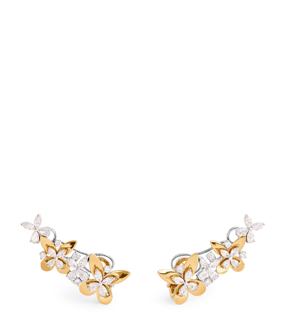 Yeprem Yellow Gold and Diamond Butterfly Earrings