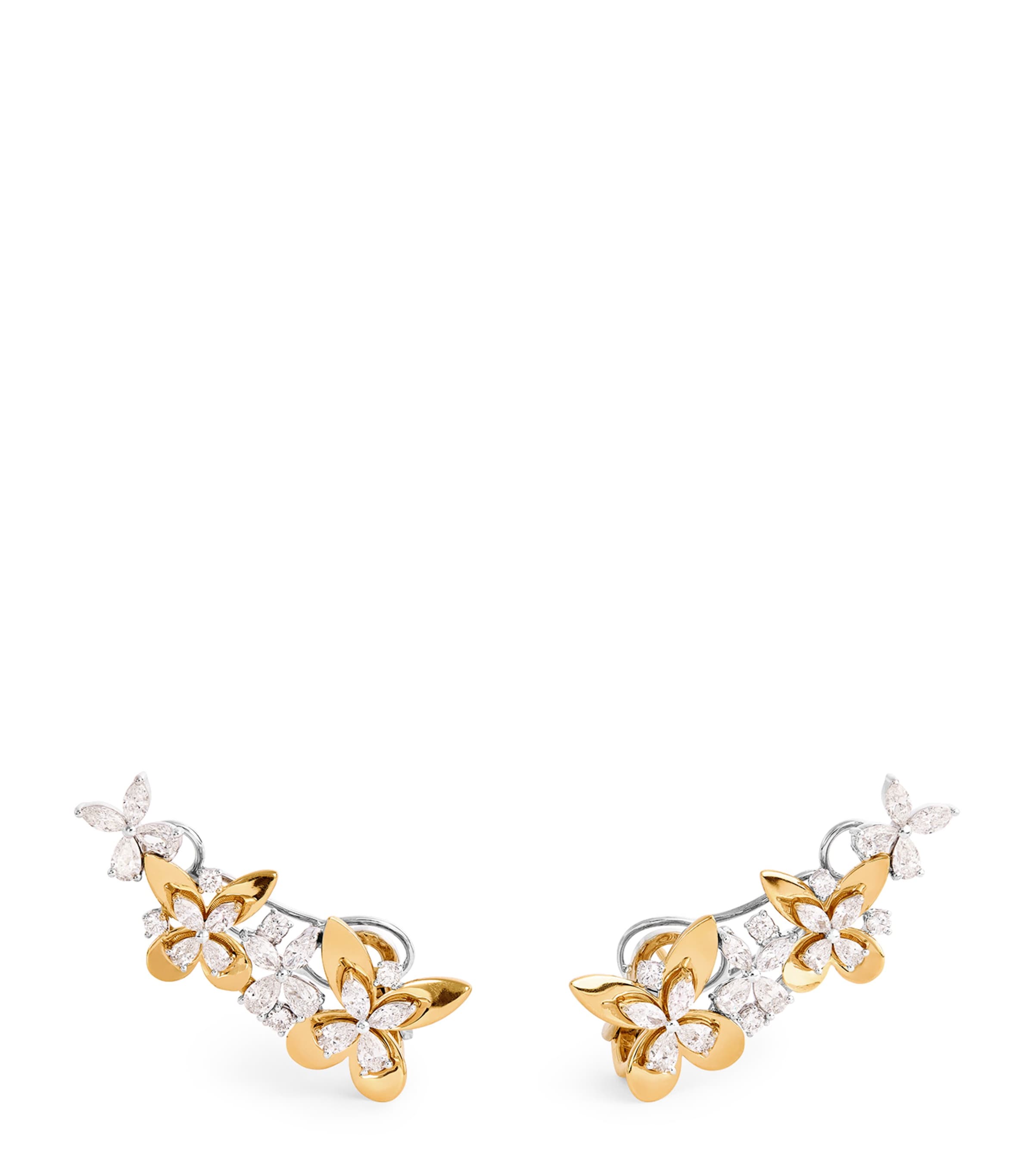 Yeprem Yellow Gold and Diamond Butterfly Earrings