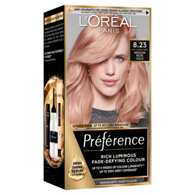 L'Oreal Preference Medium Rose Gold permanent hair colour, UK version