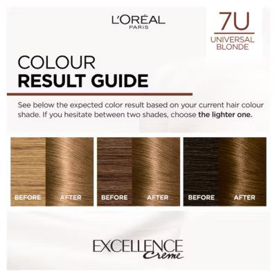 L'Oreal Excellence Universal Nudes 7U Blonde hair colour, UK version