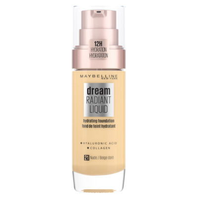 Maybelline Dream Radiant Liquid Foundation 21 Nude, imported from the UK