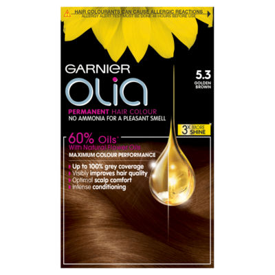 Garnier Olia permanent hair dye in Golden Brown shade - British product