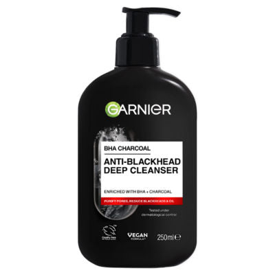Garnier Pure Active Anti-Blackhead Deep Cleanser with BHA and Charcoal 250ml, UK version