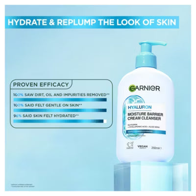 Garnier Hyaluron Barrier Protect Cream Cleanser with Hyaluronic Acid and Aloe Vera 250ml, UK version