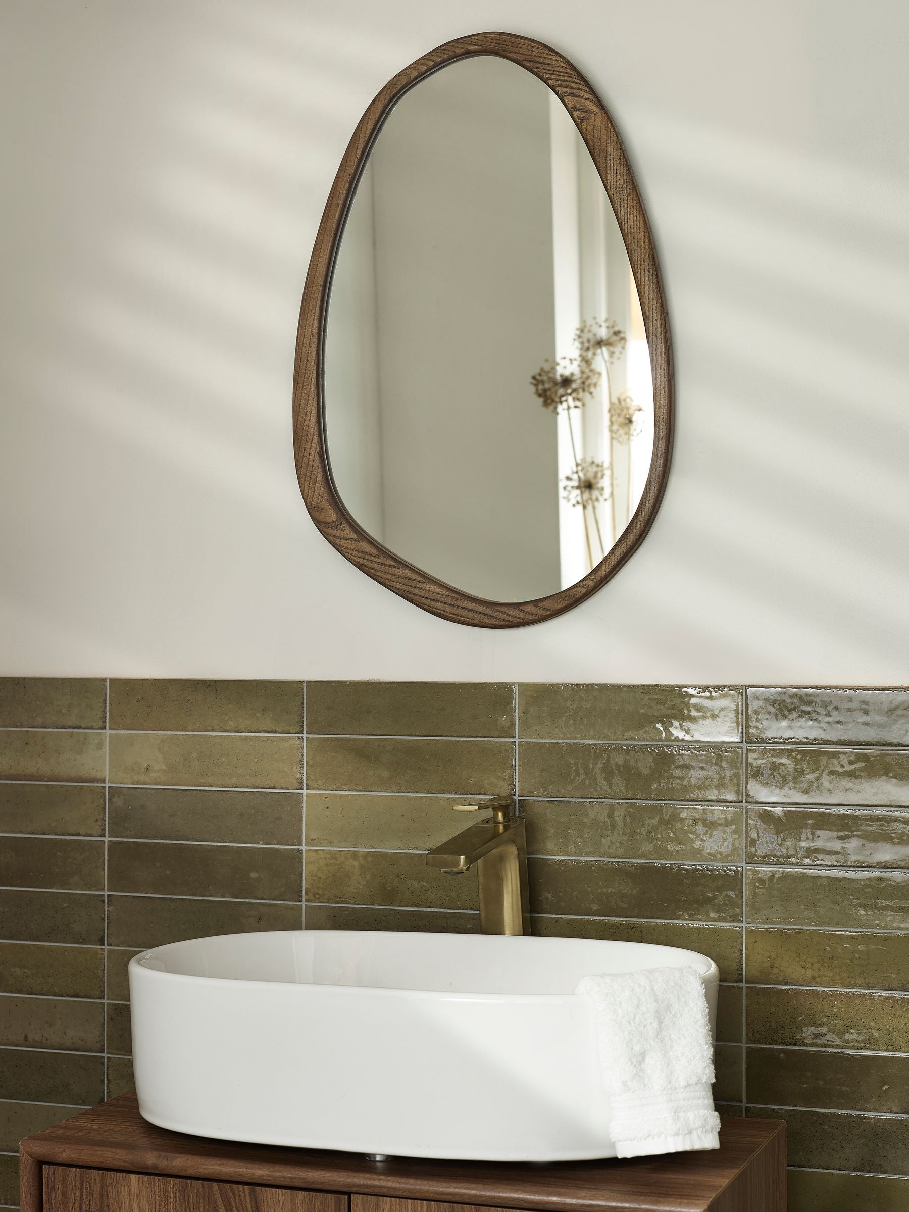 Jackson Round Pebble Wall Mirror 43cm x 62cm, imported from the UK