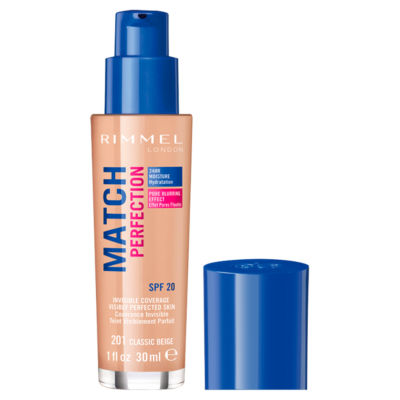 Rimmel London Match Perfection Foundation 201 Classic Beige 30ml, imported from the UK