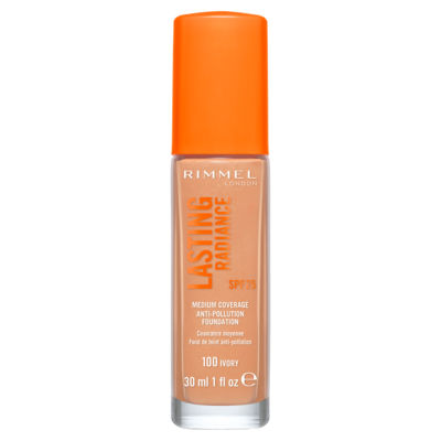 Rimmel London Lasting Radiance Foundation 100 Ivory 30ml, imported from the UK