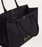Harrods large cotton logo tote bag with magnetic fastening, UK version