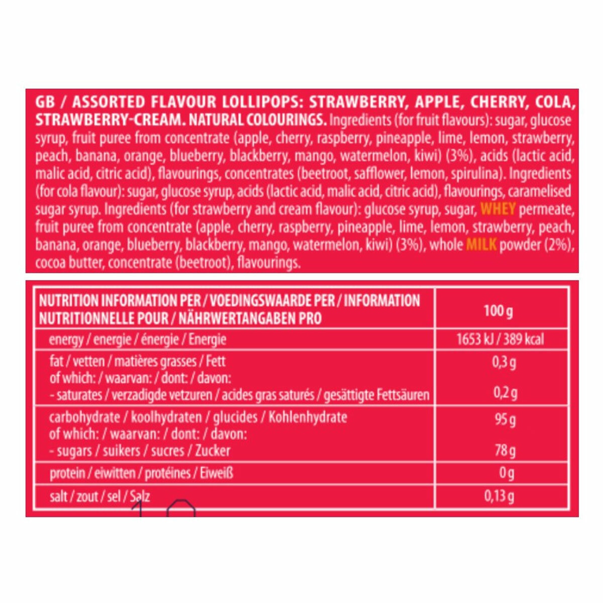 Chupa Chups assorted flavour lollipops 1.44kg - British product
