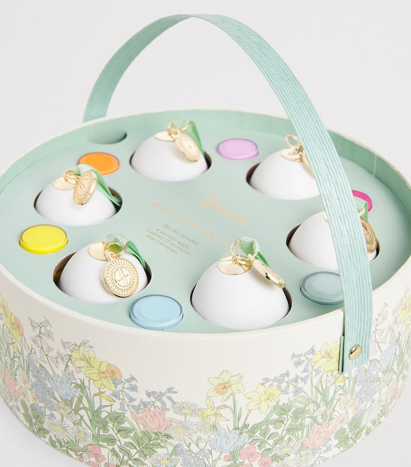 Harrods Easter wooden egg painting kit with paints and brushes, UK version