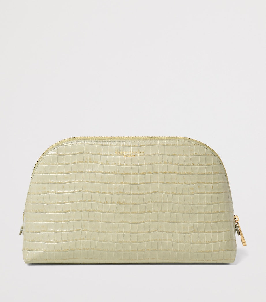 Aspinal of London croc-embossed leather classic wash bag - British product