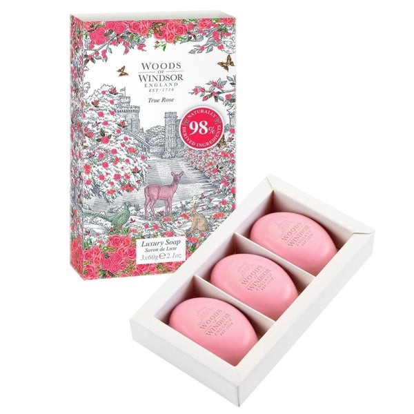 Woods of Windsor Rose Soap Bars 3 x 60g (British brand)