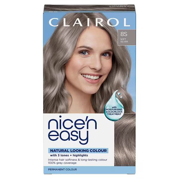 Clairol Nice N Easy permanent hair dye Soft Silver - British product