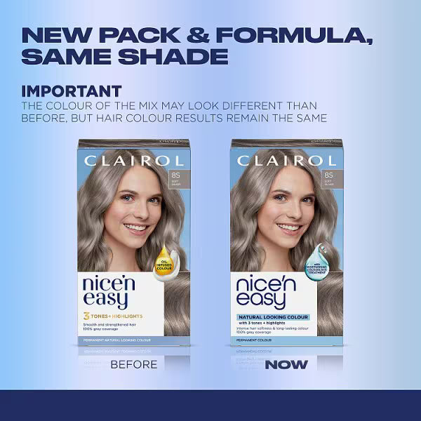 Clairol Nice N Easy permanent hair dye Soft Silver - British product