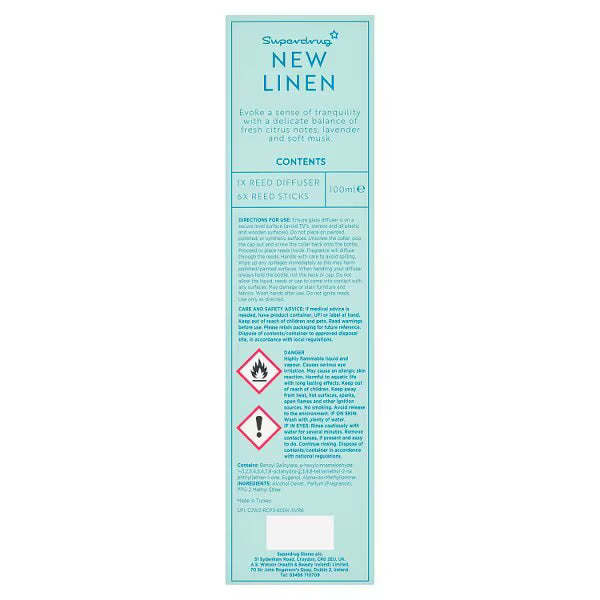 DNR Superdrug Reed Diffuser Linen 100ml - British product