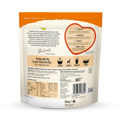Graines de lin moulues, cultures bio, vitamine D Linwoods 360g
