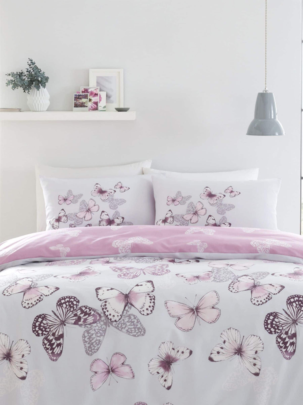 Catherine Lansfield Purple Scatter Butterfly Duvet Cover and Pillowcase Set