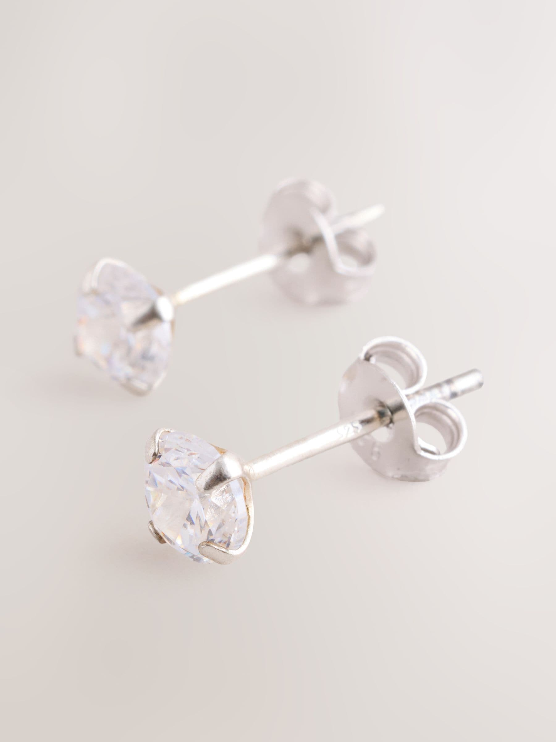 Sterling Silver Cubic Zirconia Stud Earrings