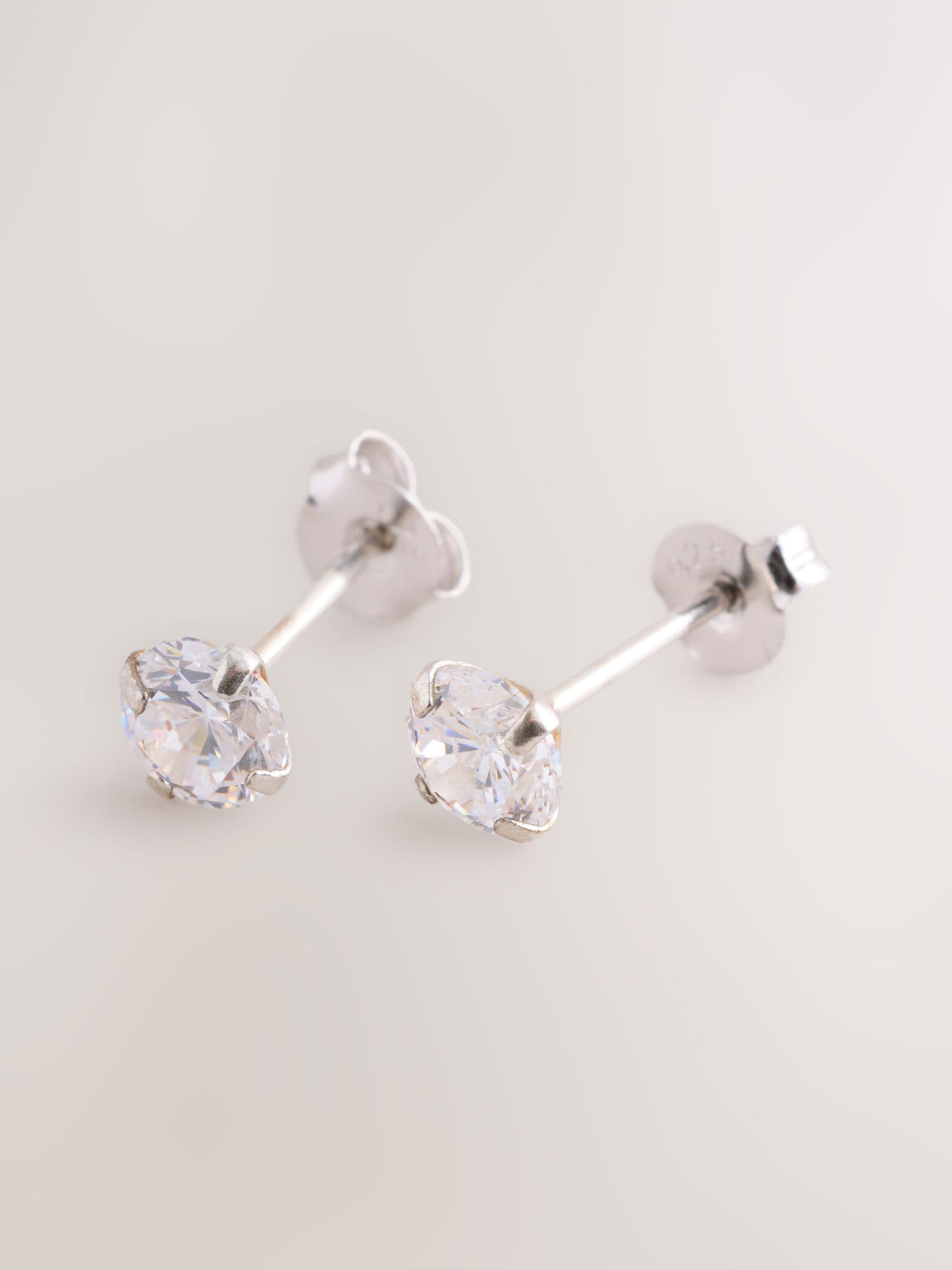 Sterling Silver Cubic Zirconia Stud Earrings