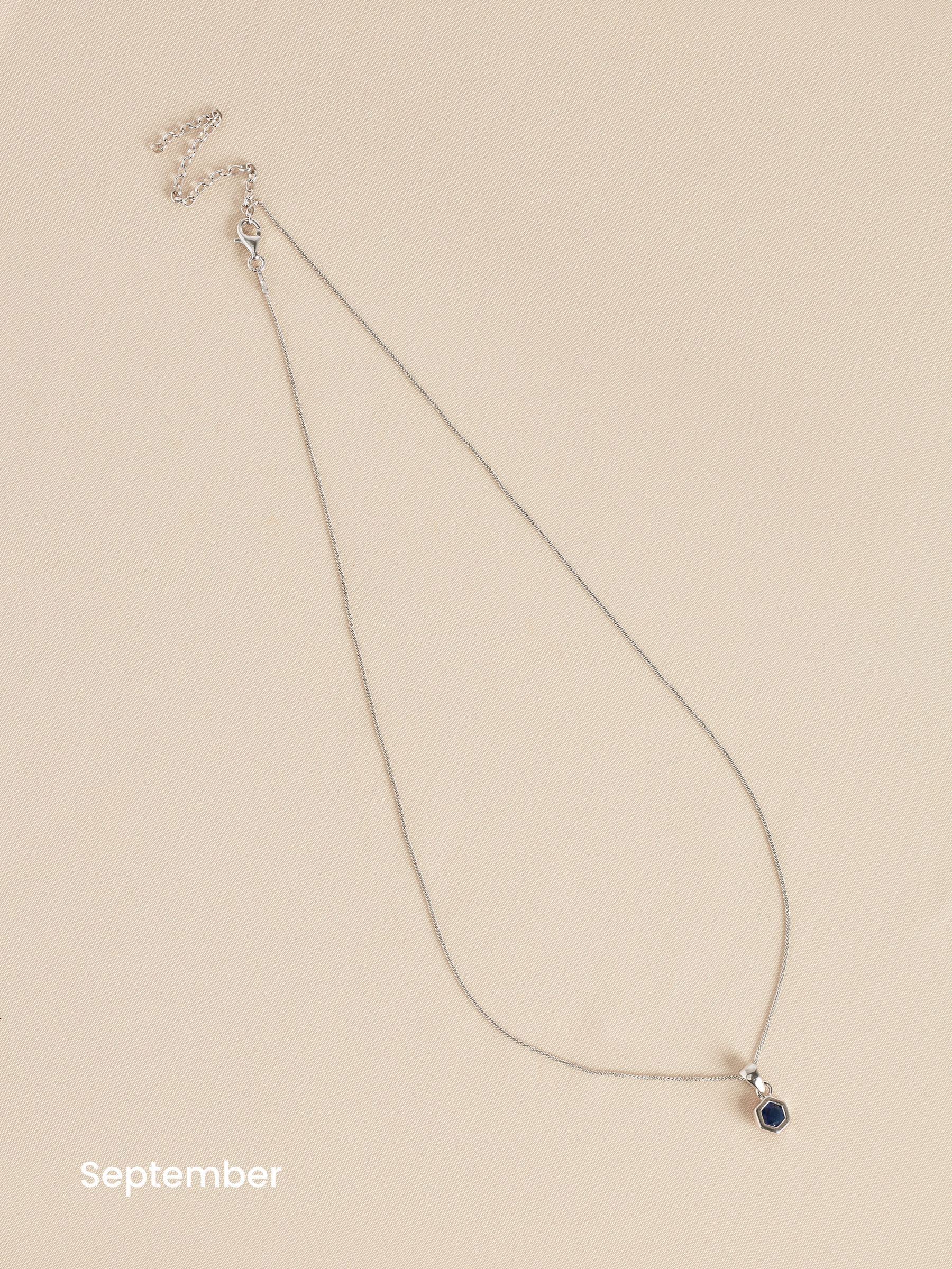 Sterling silver hexagon birthstone necklace (British brand)