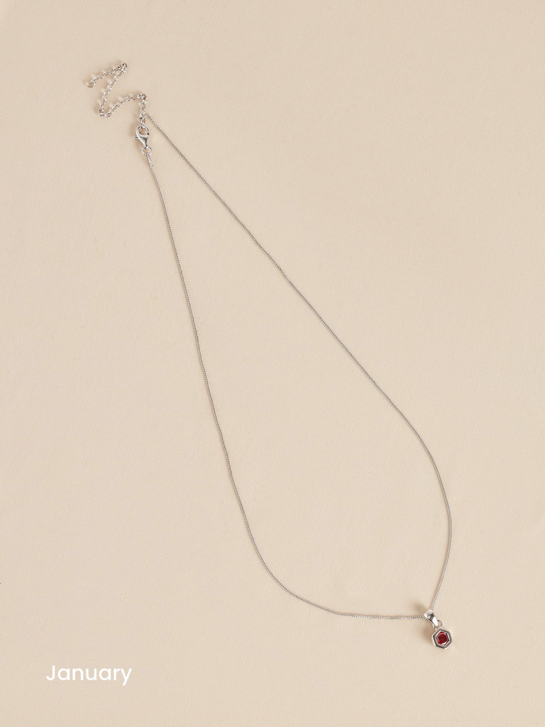 Sterling silver hexagon birthstone necklace (British brand)