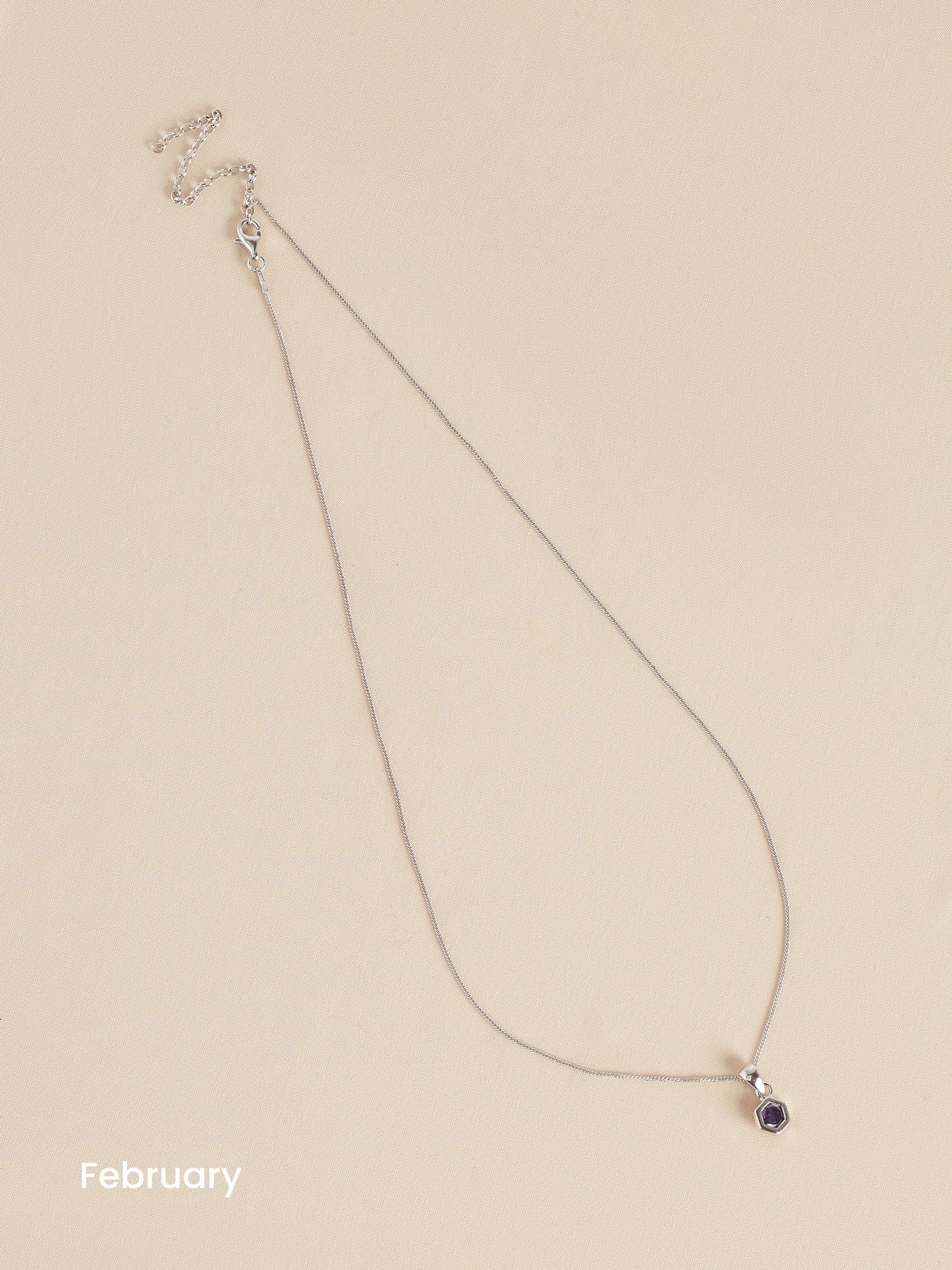 Sterling silver hexagon birthstone necklace (British brand)