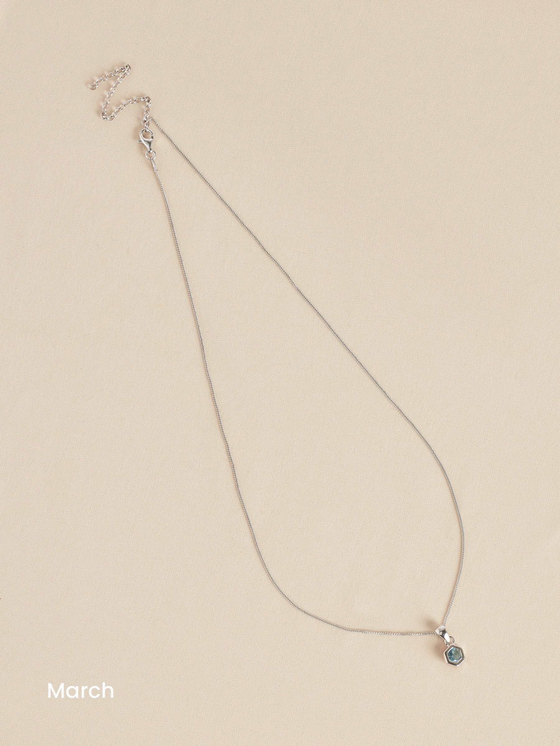 Sterling silver hexagon birthstone necklace (British brand)