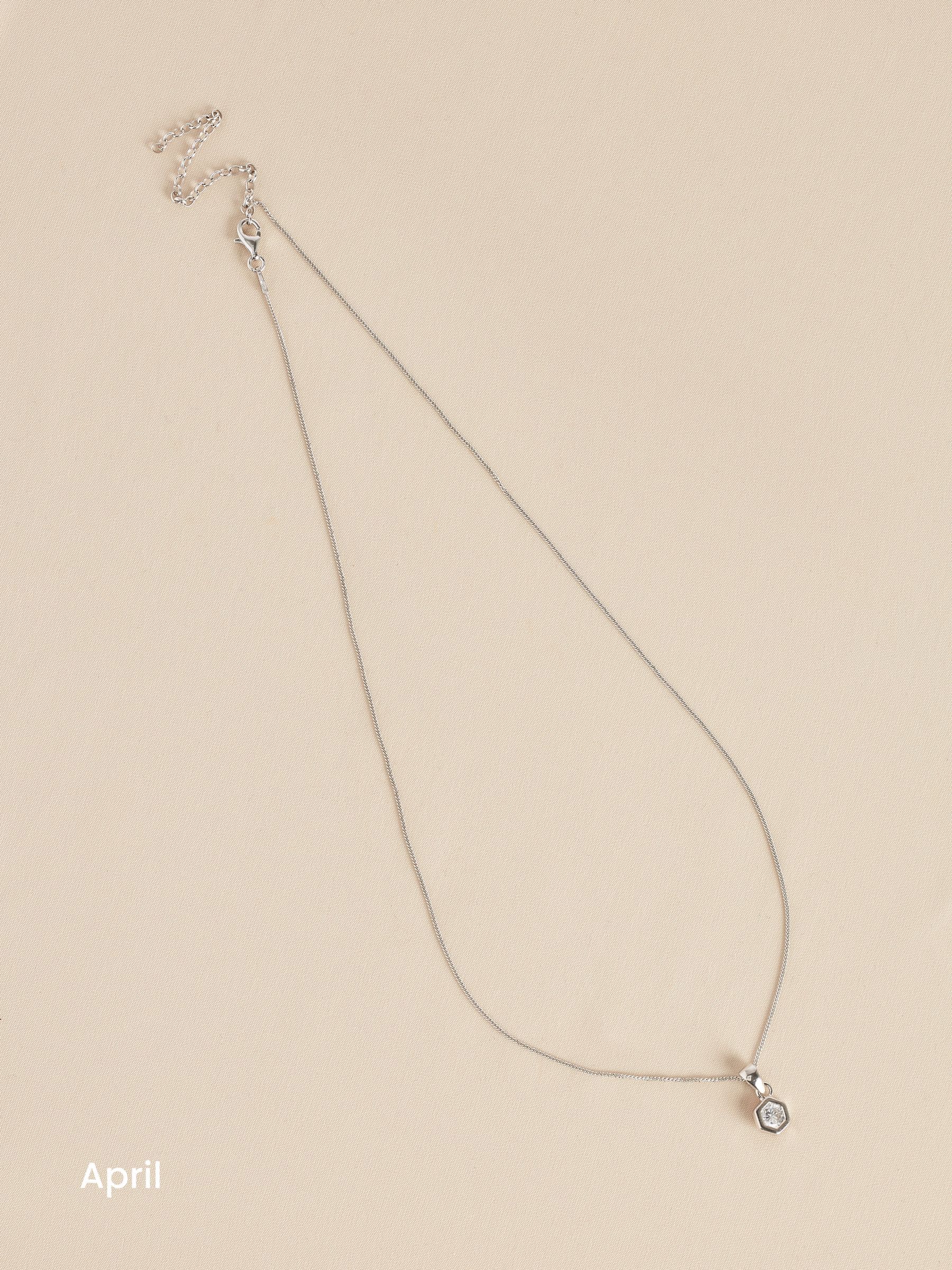 Sterling silver hexagon birthstone necklace (British brand)