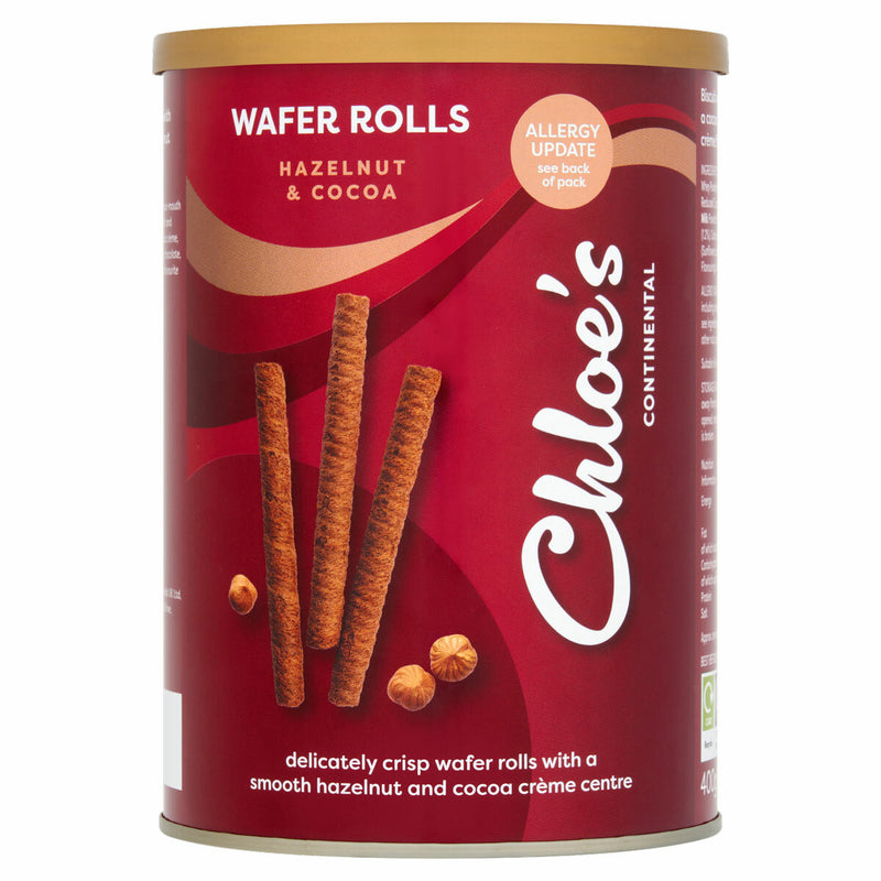 Chloe's hazelnut and cocoa wafer rolls 2 x 400g - British product