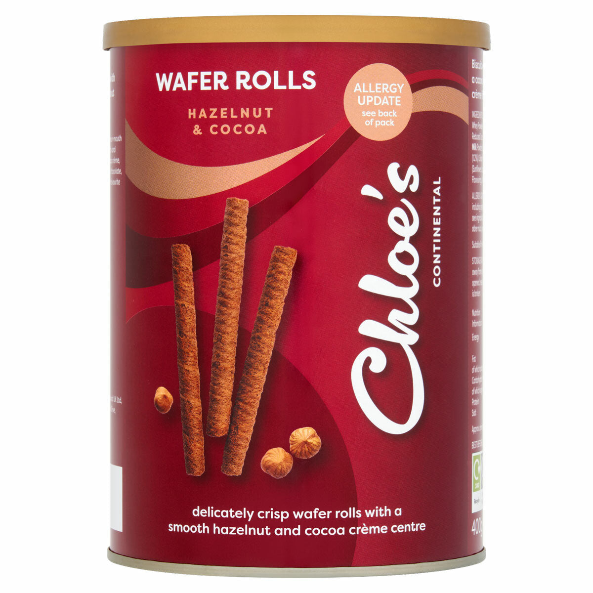 Chloe's hazelnut and cocoa wafer rolls 2 x 400g - British product