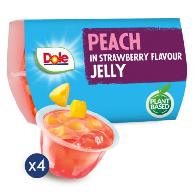 Dole Peach in Strawberry Flavour Jelly Pots 4 x 123g - British product