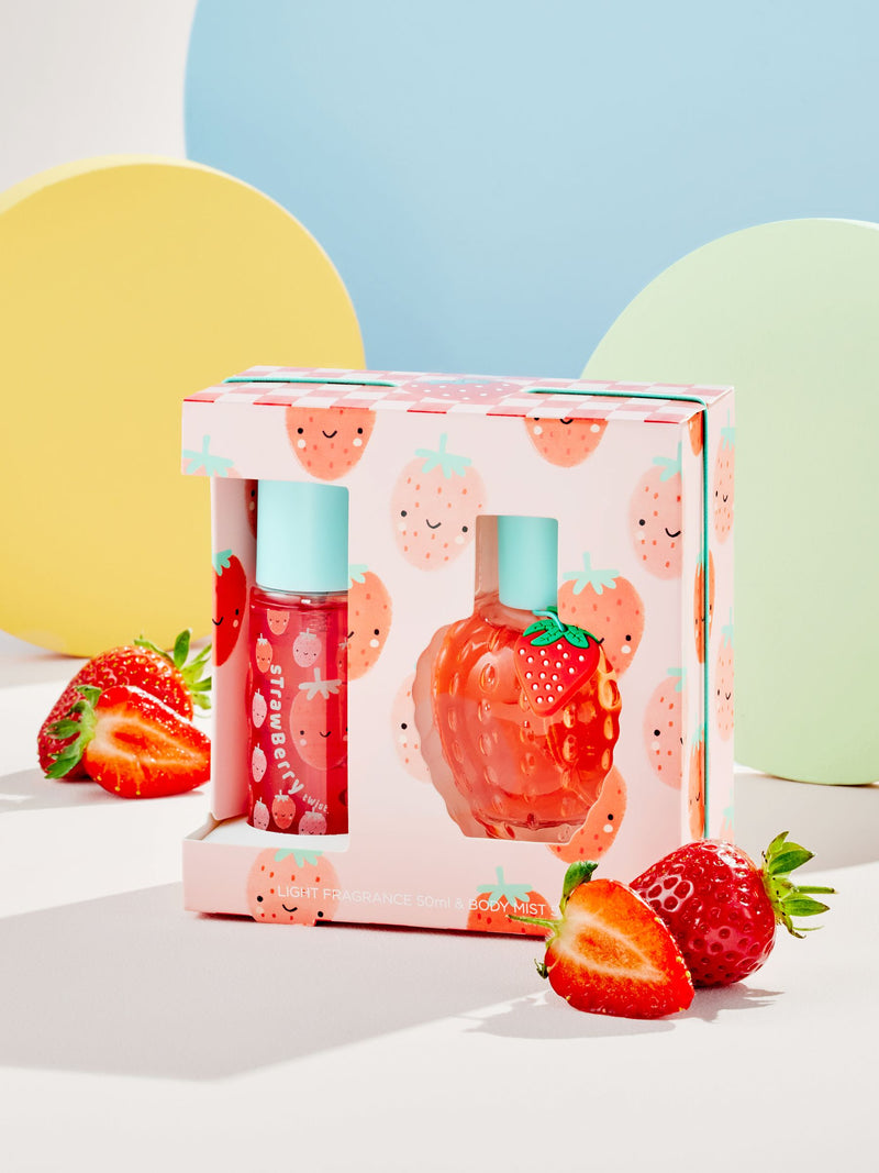 Kids strawberry light perfume and body mist gift set 50ml, UK version