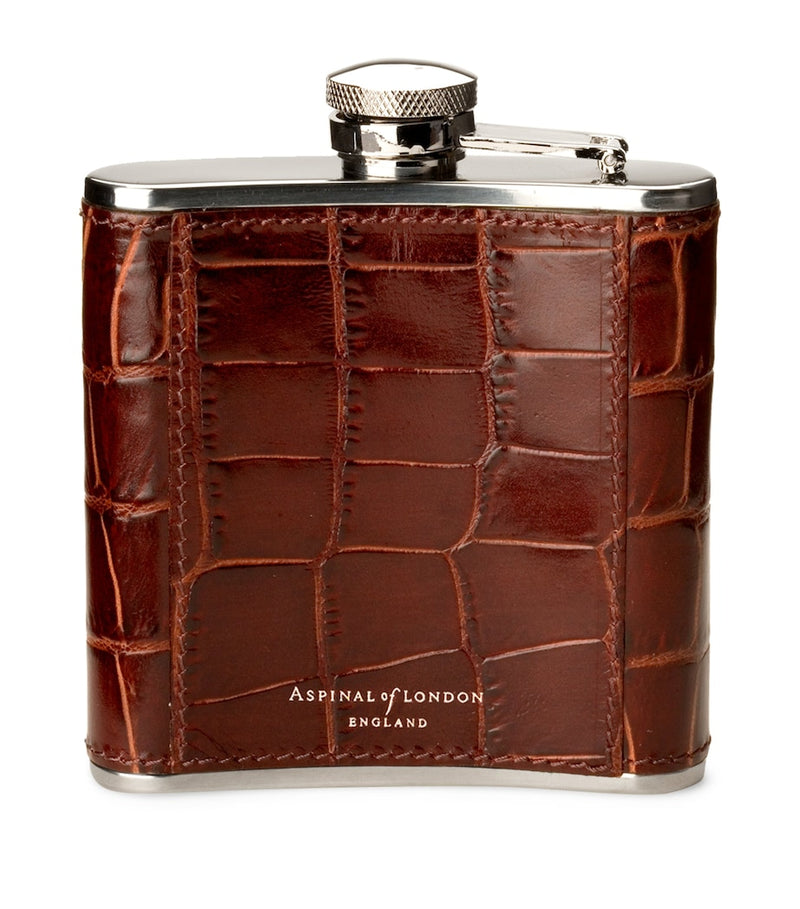 Aspinal Of London Mock Crocodile Hip Flask
