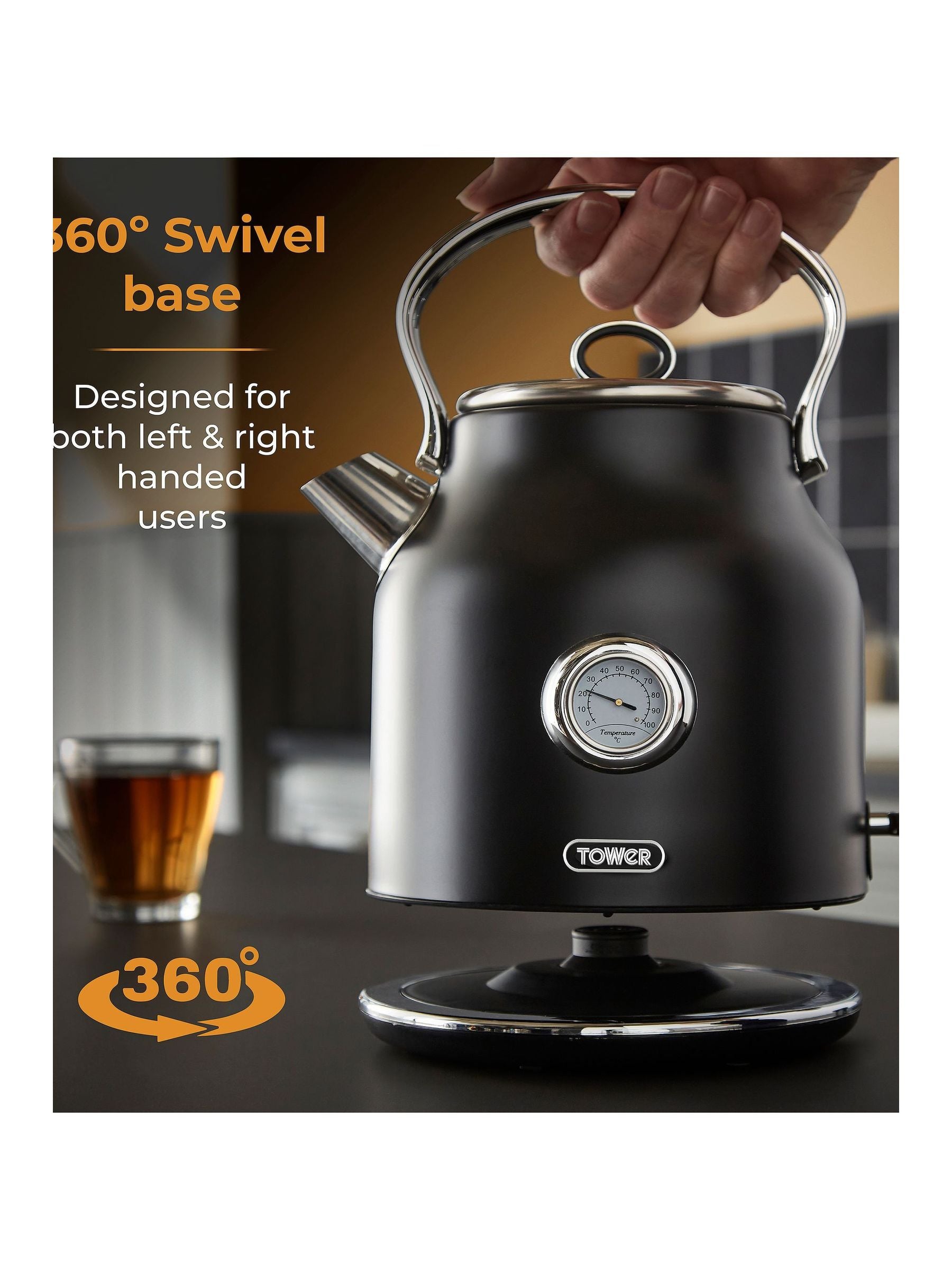 Tower Black Renaissance 1.7L kettle (British brand)