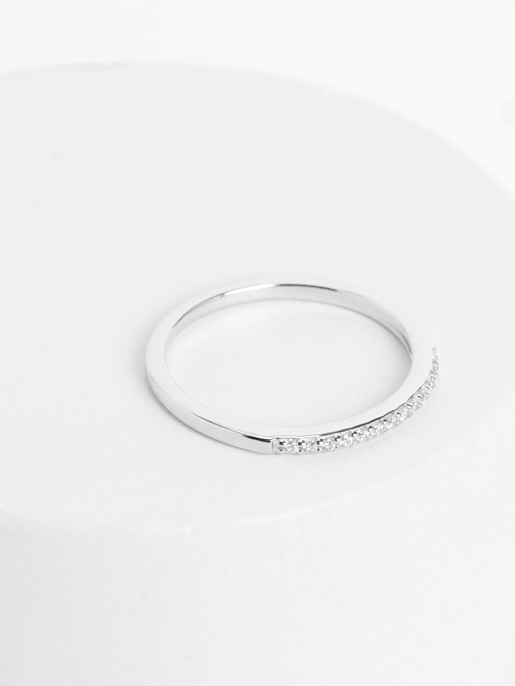 Slim Sparkle Band Sterling Silver Ring (British brand)